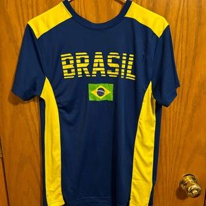 blue and yellow brazil soccer jersey